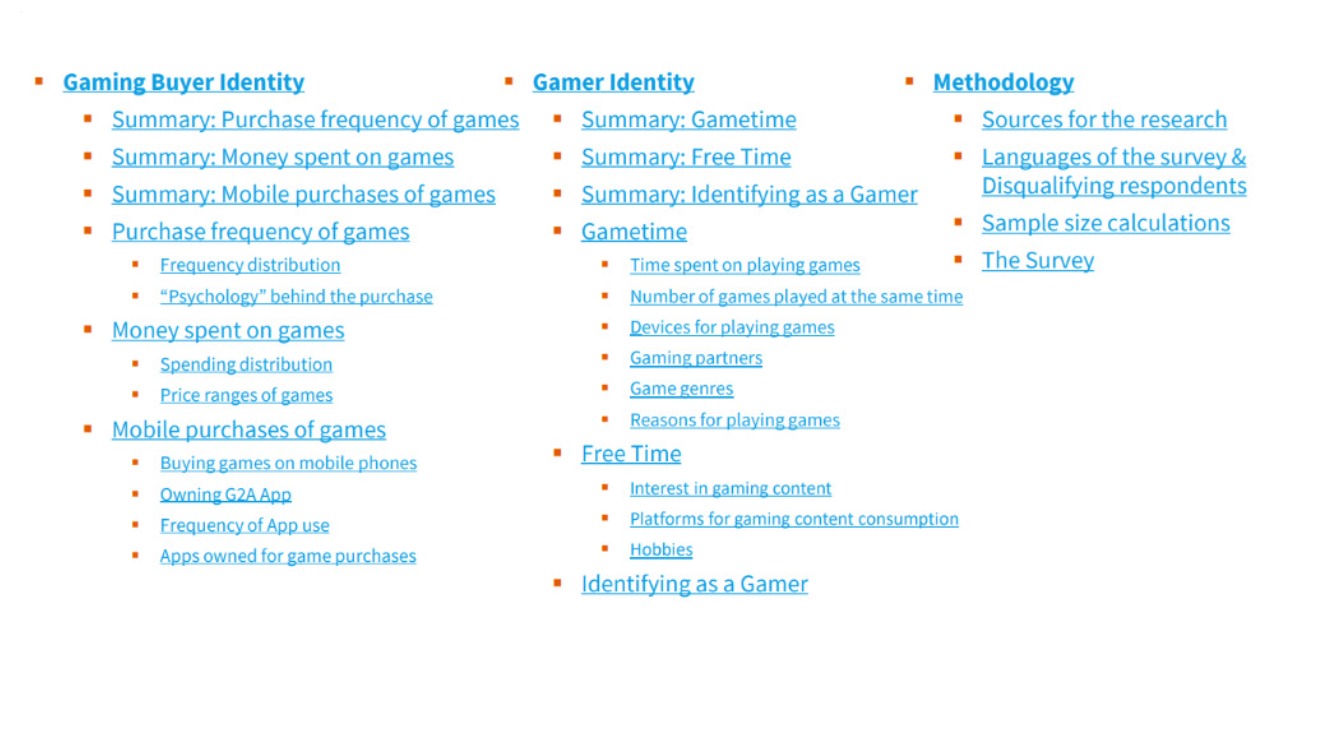Report table of contents – part 2