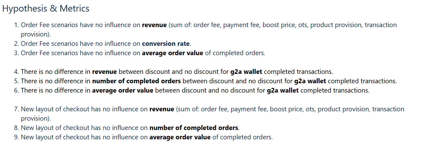 Hypothesis & Metrics